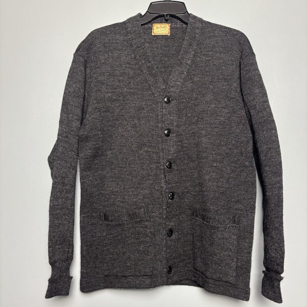 Vintage 1940’s McGregor Men’s Charcoal Mohair Cardigan Sweater Jacket No Size M